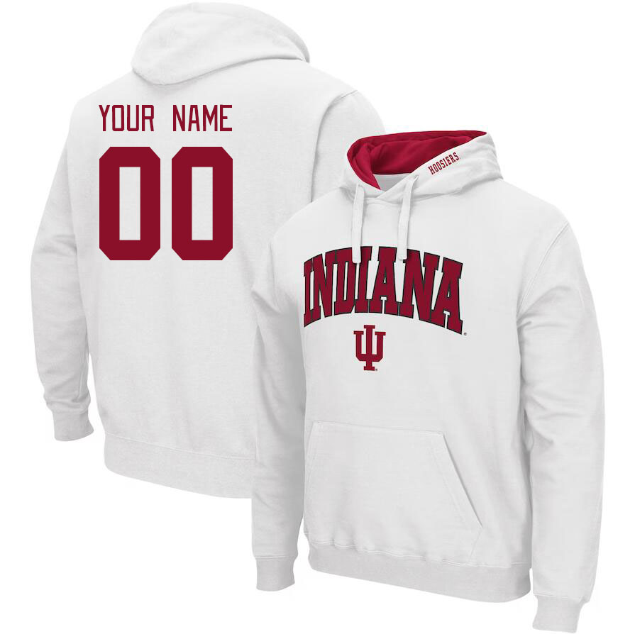 Custom Indiana Hoosiers Name And Number College Hoodie-White - Click Image to Close